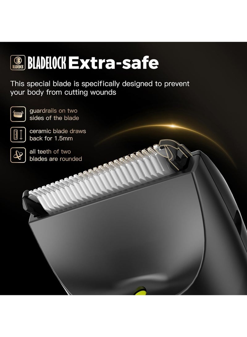 ENSSU Body Hair Trimmer for Men, Electric Groin Hair Trimmer, Ball Trimmer with Skin-Safe Ceramic Clipper & Wireless Charging Dock, Waterproof Body Groomer for Groin, Chest, Beard & Pubic Hair (Black) - Image 2