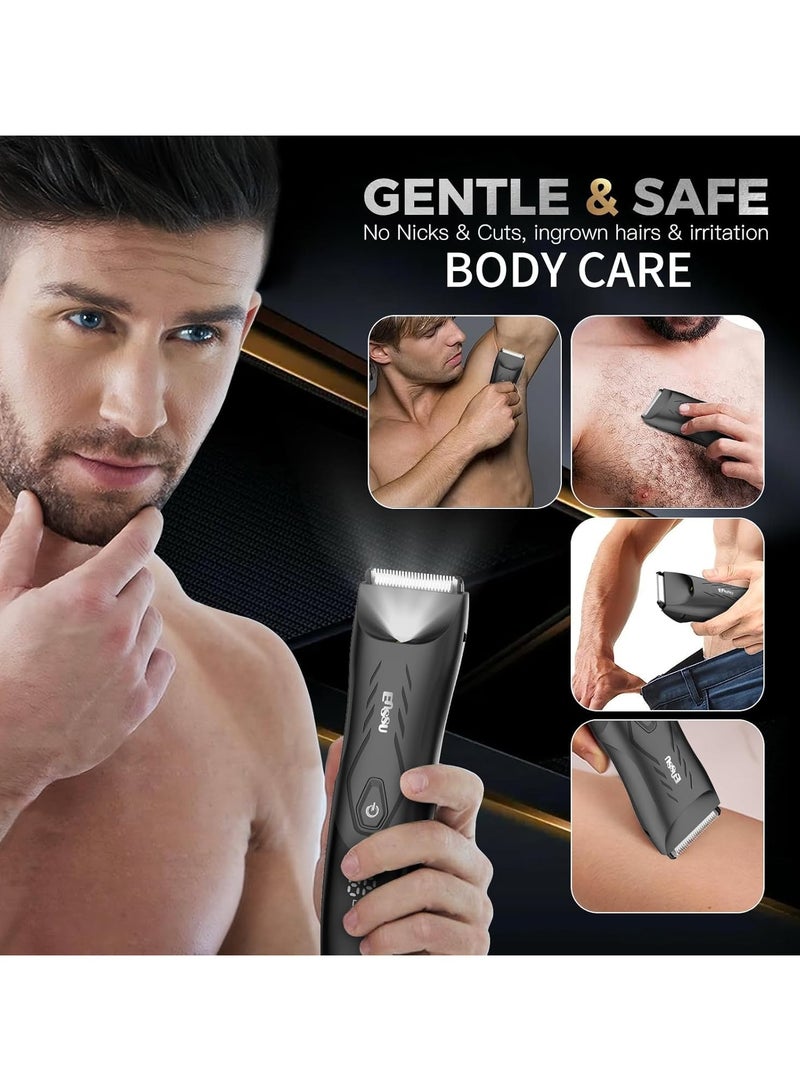 ENSSU Body Hair Trimmer for Men, Electric Groin Hair Trimmer, Ball Trimmer with Skin-Safe Ceramic Clipper & Wireless Charging Dock, Waterproof Body Groomer for Groin, Chest, Beard & Pubic Hair (Black) - Image 3