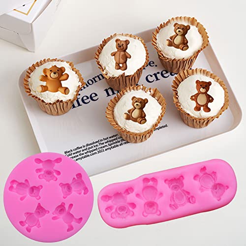 Yedadone 3 Pieces Bear Silicone Mold Valentine’s Day Fondant Mold Cute Bear Chocolate Fondant Mold for Chocolate Candy Gum Paste Crafting Polymer Clay Cake Decorating - Image 5