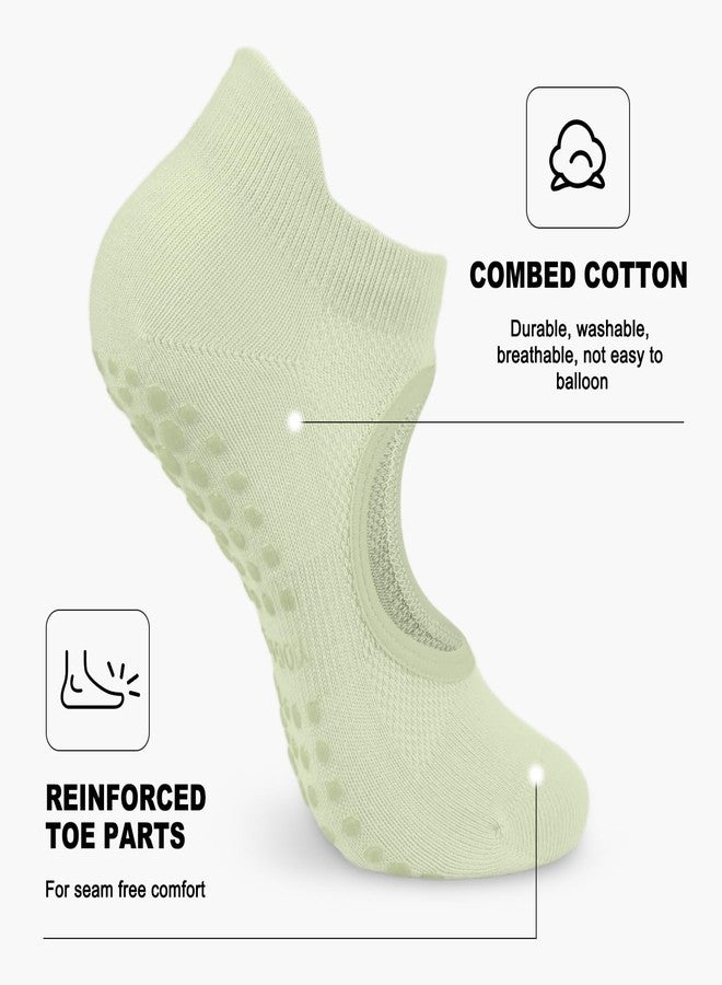 BLONGW 5 Pairs Non Slip Pilates Socks with Grips for Women, Grip Socks for Yoga Ballet Barefoot Workout Anti Skid Athletic Socks - Image 4