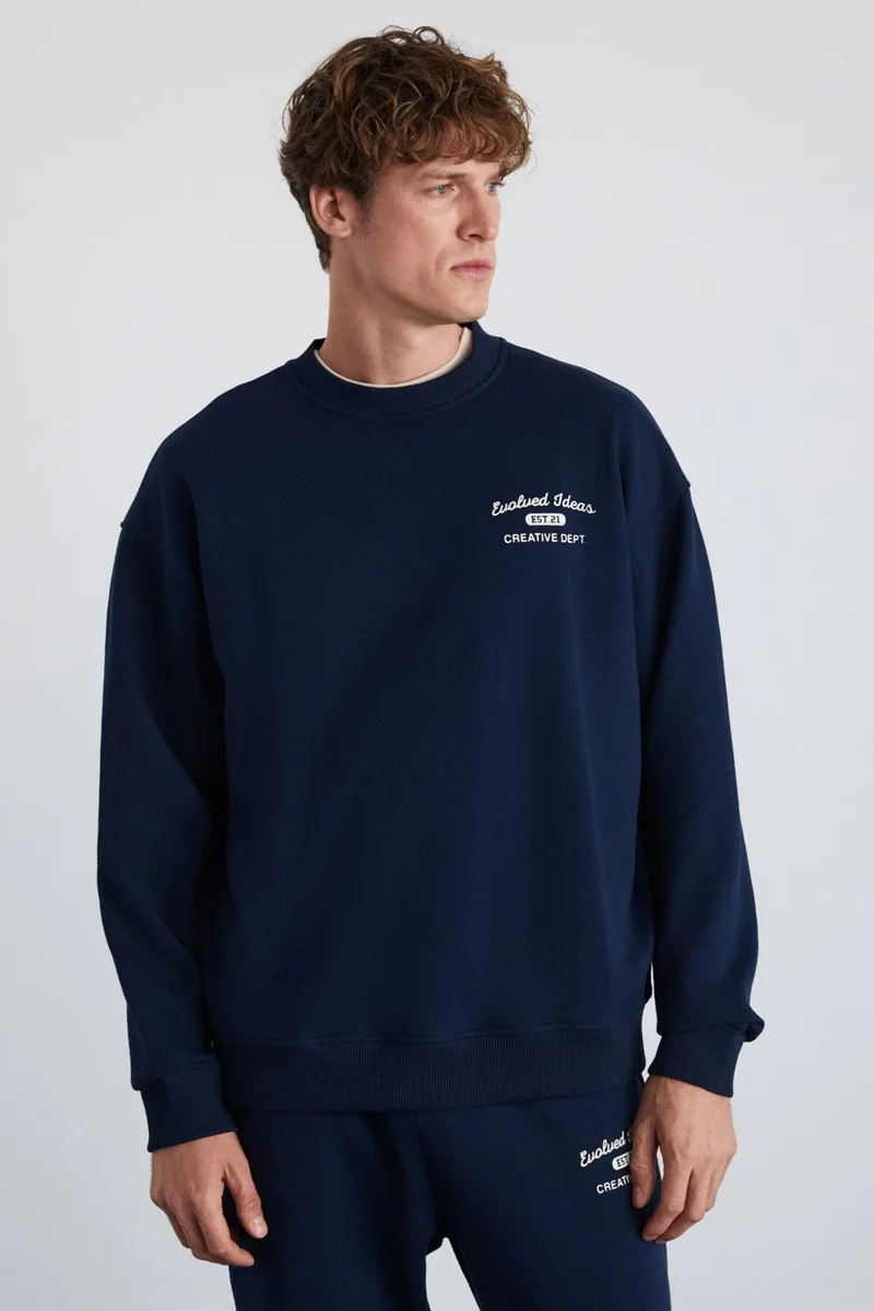 GRIMELANGE Nottingham Men's 2-Piece Set Relaxed Organic Cotton Navy Blue Tracksuit