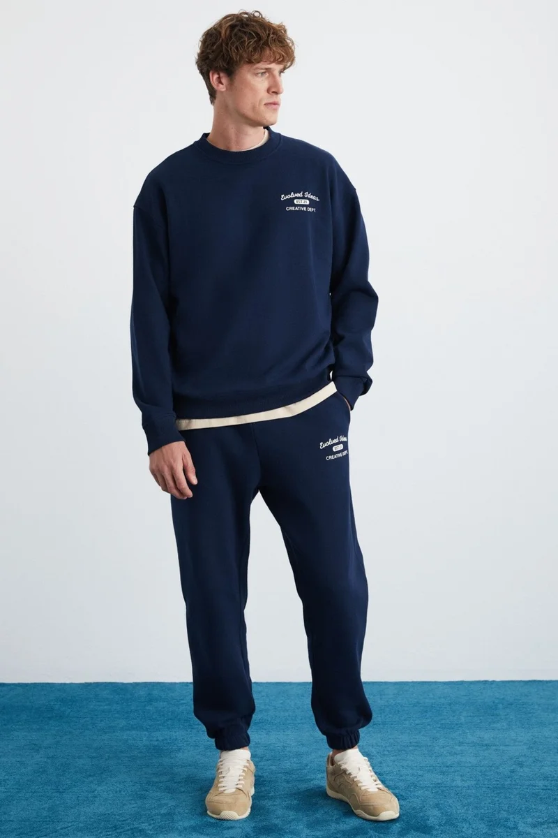 GRIMELANGE Nottingham Men's 2-Piece Set Relaxed Organic Cotton Navy Blue Tracksuit