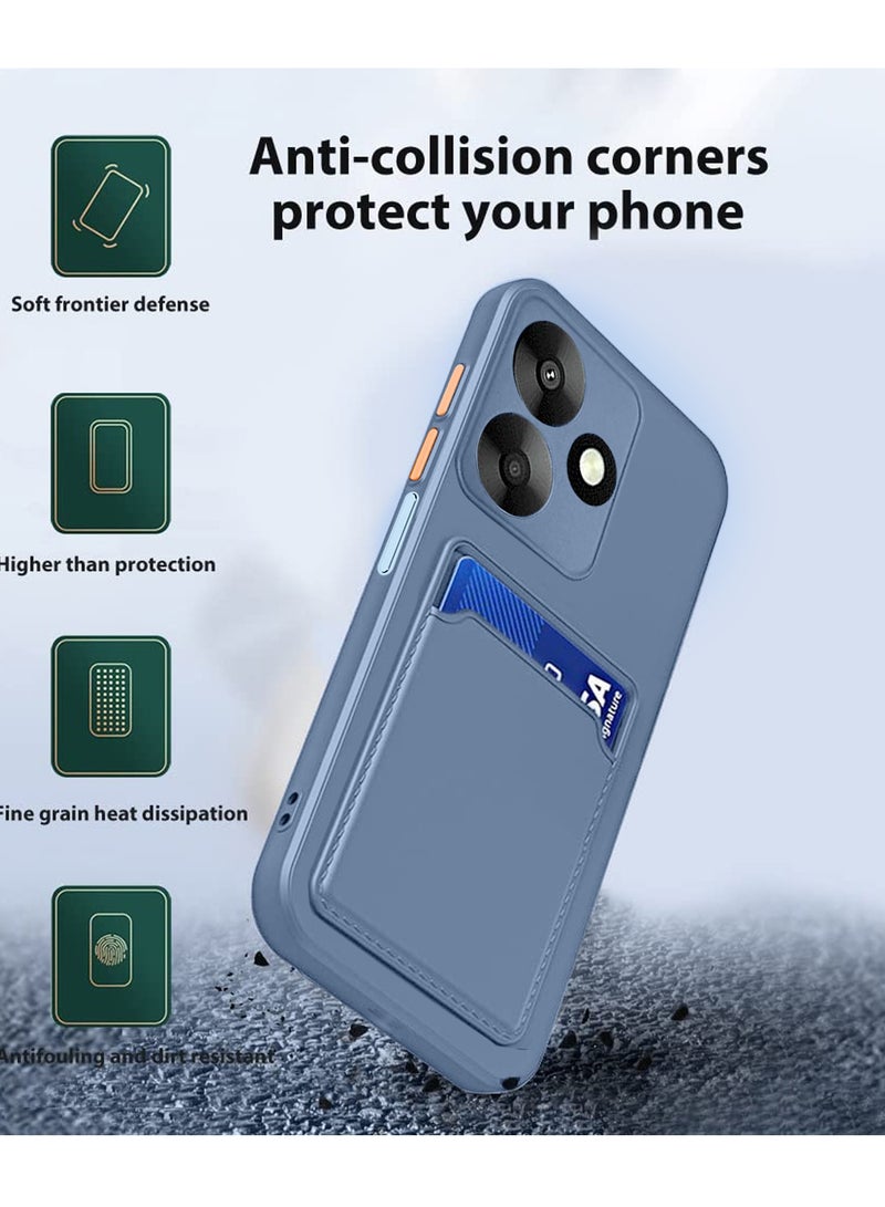 Wtech Silicone TPU with Card Holder Case Cover For Xiaomi Redmi 13 4G / 5G 2024 Grey - Image 2