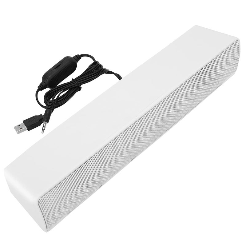 شريط صوتي أسود USB مع مشغل موسيقى ستيريو سلكي مع صوت باس محيطي لأجهزة الكمبيوتر والهواتف المحمولة - Image 2