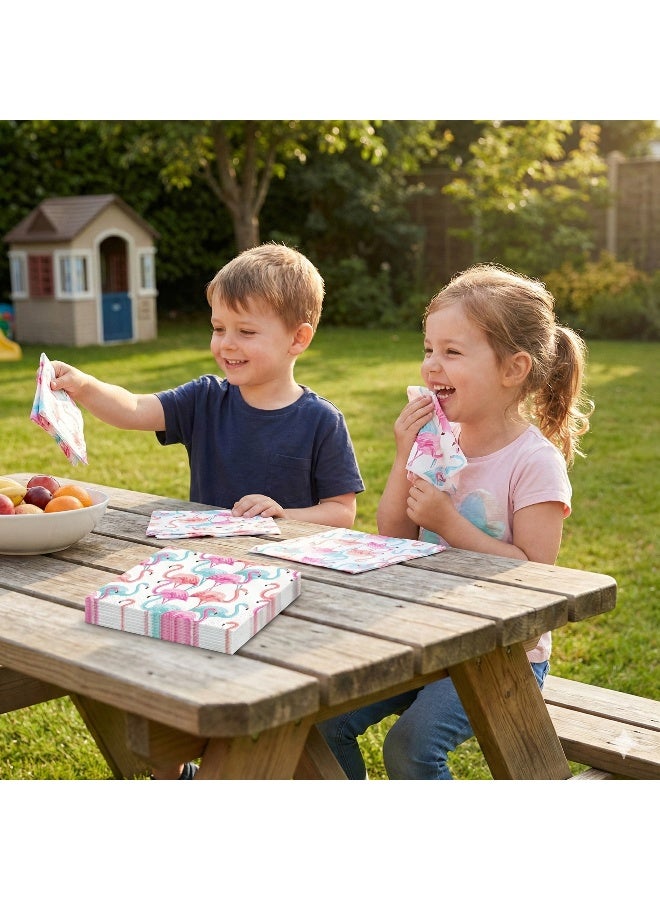 Ciao Flamingo Compostable Paper Napkins 33x33 cm Pack of 30 – Tropical Pink & Blue Flamingo Design – Eco-Friendly Biodegradable Napkins for Birthdays, Garden Parties & Summer Celebrations - Image 3
