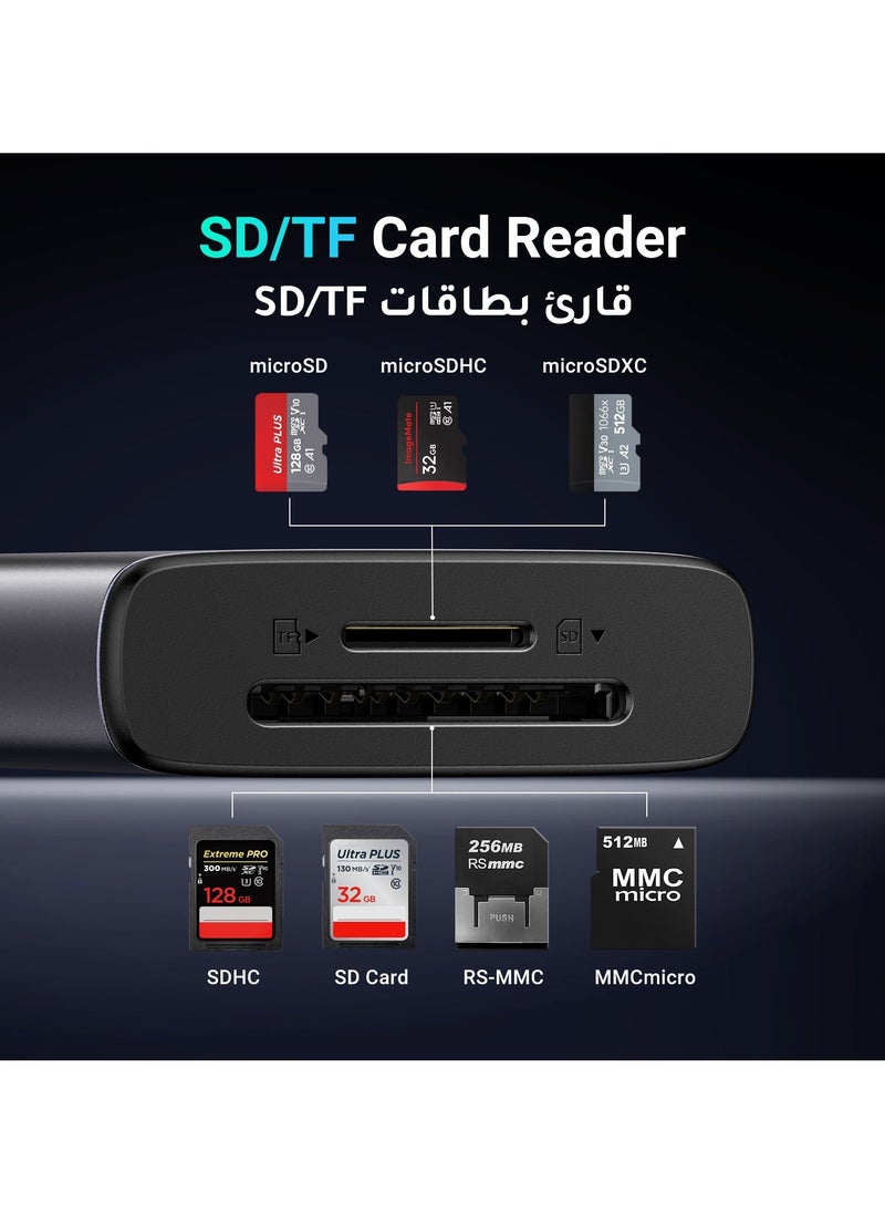 Generic - 7 in 1 Type C USB Hub Compact design ensures easy and quick use of various devices with 10Gbps data transfer speed + 100W power and fast charging + 4K HDMI port + two card readers - Image 1