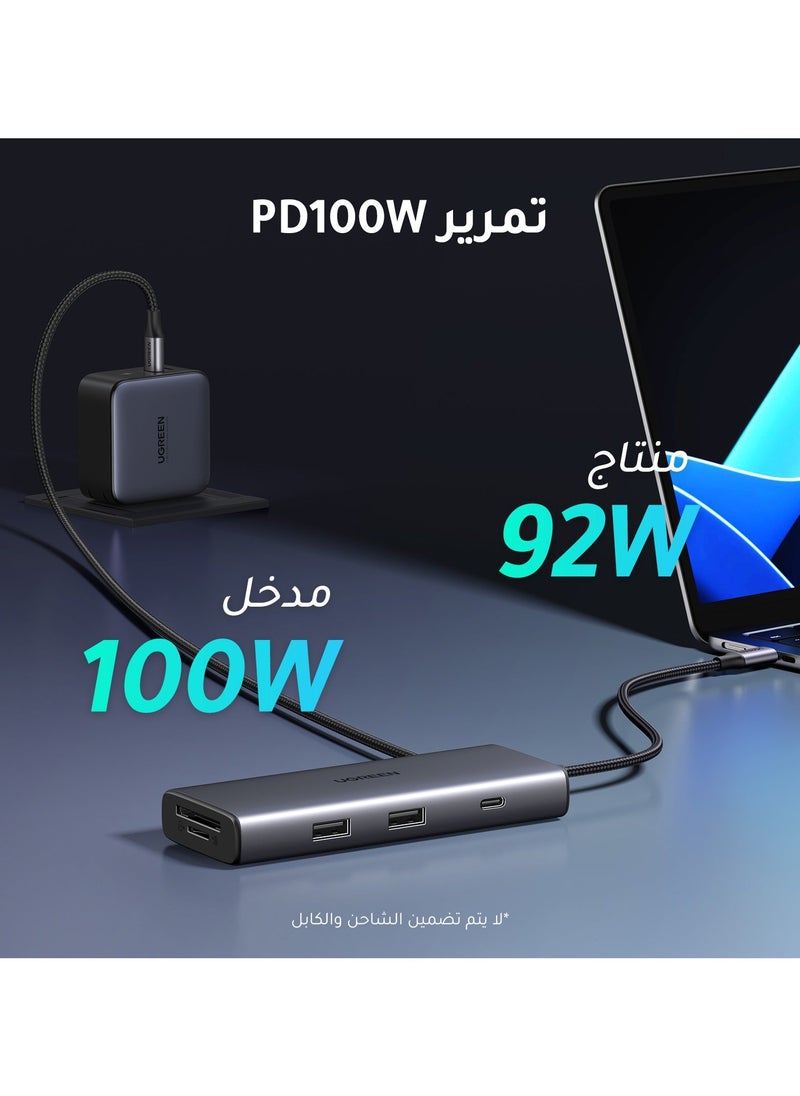 Generic - 7 in 1 Type C USB Hub Compact design ensures easy and quick use of various devices with 10Gbps data transfer speed + 100W power and fast charging + 4K HDMI port + two card readers - Image 1