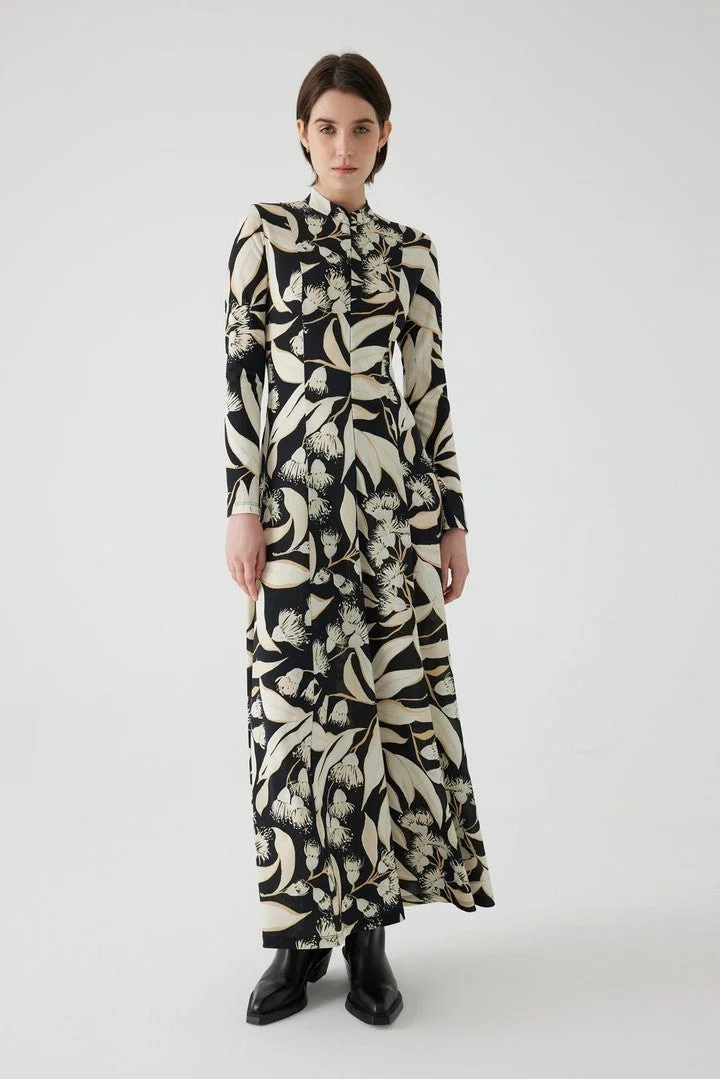 EXQUISE Floral Patterned Maxi High Neck Regular Dress