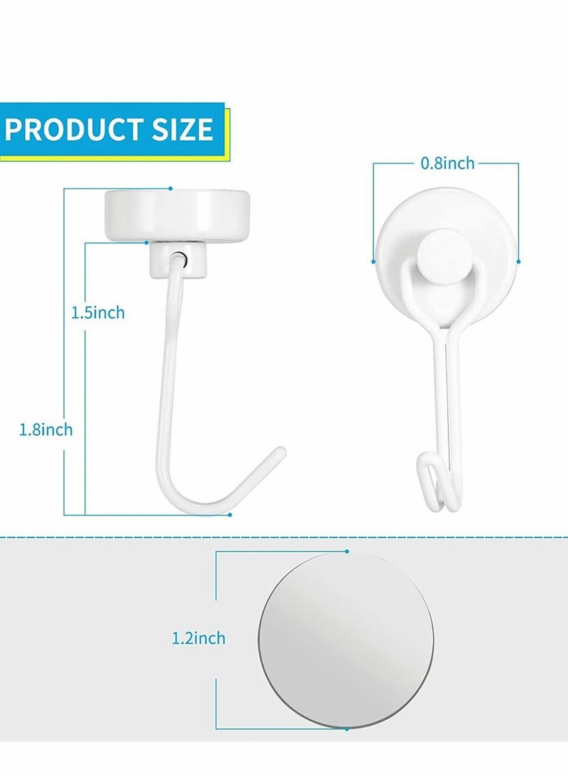 Y&D Magnetic Hooks Pack of 6 White Heavy Duty Strong Neodymium Magnet Hook 30 Lbs with Rust Proof for Indoor Outdoor Hanging Refrigerator Grill Kitchen Key Holder Locker Classroom  - Image 2