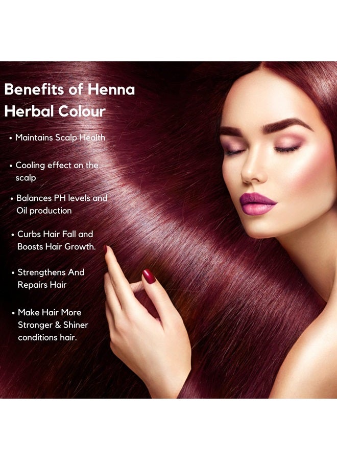 Burgundy Henna Hair Color with Goodness of 9 Herbs | Burgundy Henna Mehndi for Hair, Make Hair Soft & Shiner Natural Hair Color for Men & Women 227g,08oz Half Pound
