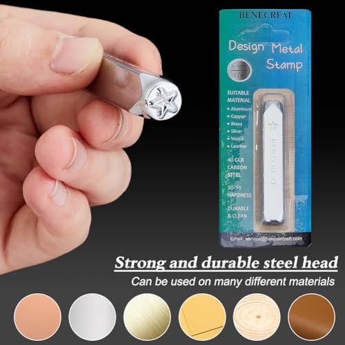 BENECREAT 6mm 1/4" Star Design Stamps, Metal Punch Stamp Stamping Tool - Electroplated Hard Carbon Steel Tools to Stamp/Punch Metal, Jewelry, Leather, Wood - Image 5