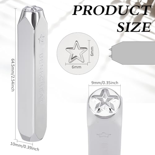 BENECREAT 6mm 1/4" Star Design Stamps, Metal Punch Stamp Stamping Tool - Electroplated Hard Carbon Steel Tools to Stamp/Punch Metal, Jewelry, Leather, Wood - Image 2