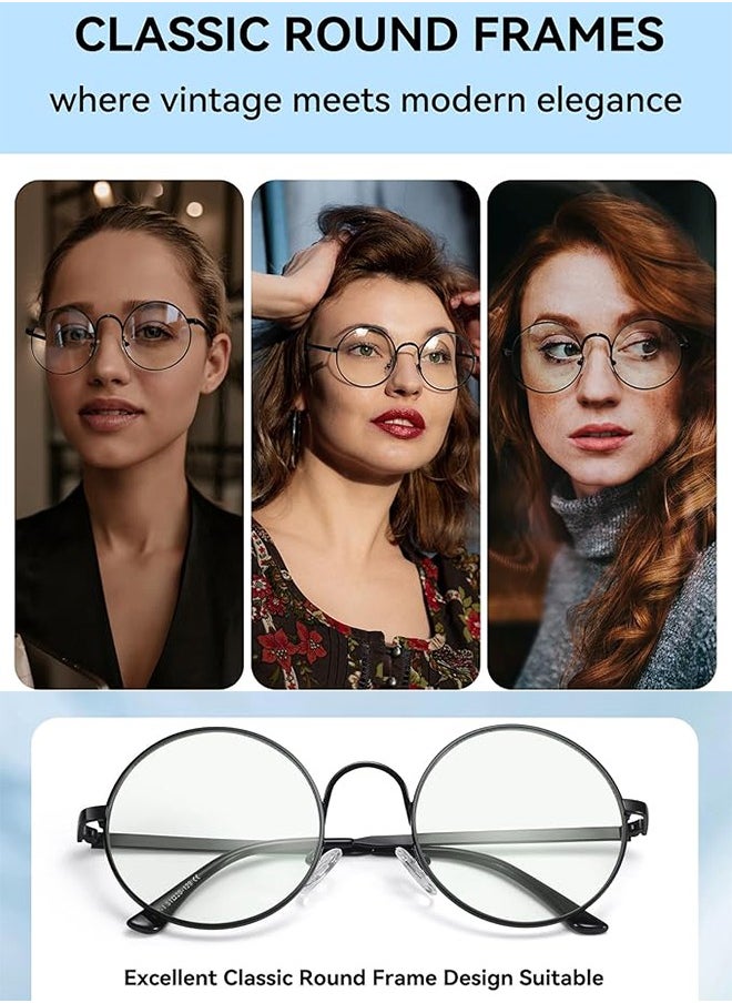 AZorb - Metal Round Blue Light Glasses for Men Women Spring Hinge Eyeglasses Anti Blue Light Blocking Eye Glasses Computer Gaming Reading Glasses for Men Ladies Anti UV Radiation Eyewear Clear Lens Eyeglass - Image 1