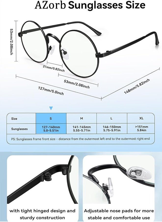 AZorb - Metal Round Blue Light Glasses for Men Women Spring Hinge Eyeglasses Anti Blue Light Blocking Eye Glasses Computer Gaming Reading Glasses for Men Ladies Anti UV Radiation Eyewear Clear Lens Eyeglass - Image 1