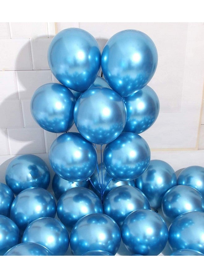 HEMITO Premium Metallic Latex Balloons Pack Of 100 Blue HD Balloons for Decoration (Blue, Pack Of 100) - Image 1
