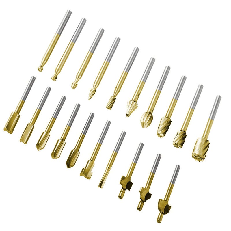 DKIBBITH 10Pcs HSS Router Carbide Engraving Bits & 10Pcs Router Bit with 1/8"(3mm) Shank Power Rotary Tools for DIY Woodworking, Carving, Sculpting, Engraving, Drilling. - Image 5