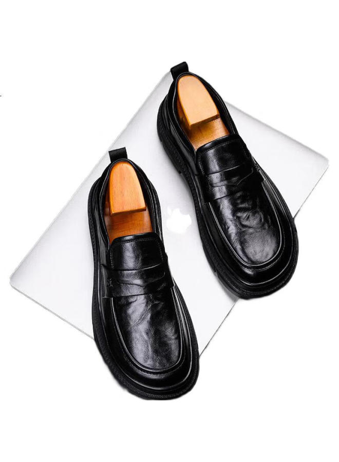 Chint Zhengtai British Men'S Leather Shoes Thick-Soled Height-Increasing Breathable Loafers Business Casual Leather Shoes Men Jz0210 Black 38 - Image 3