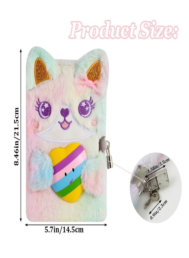 YankMooM Fox Diary with Lock for Girls, Pink Secret Kids Journal with Relief Pressing Toy Hardcover Fluffy Tie-Dye Notebook for Writing and Drawing - Image 3