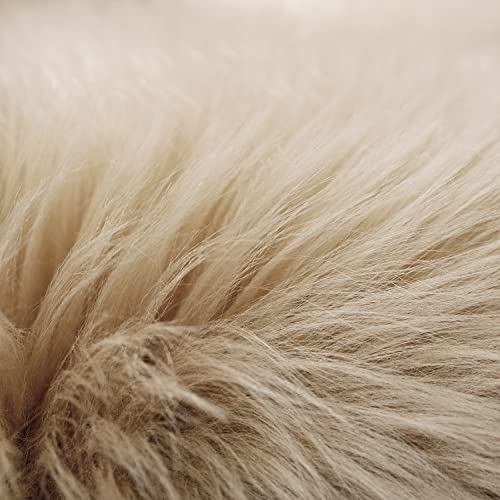 SERISSA Soft Fluffy Area Rug, Beige Faux Sheepskin Fur Rug, Shaggy Rug for Bedroom Floor Fuzzy Carpet for Living Room 4x6 Feet - Image 5