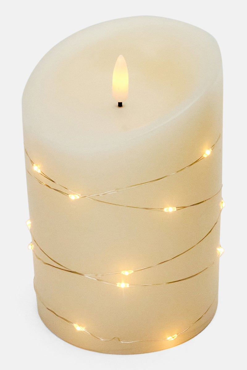 Tchibo Led Real Wax Candle With Fairy Light, White  - Image 1