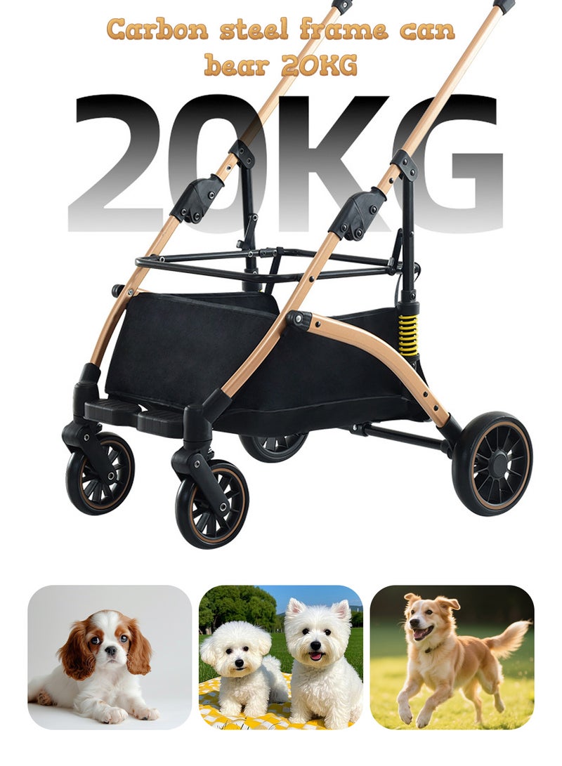 كيدل عربة أطفال قابلة للطي للحيوانات الأليفة مع نافذة شبكية وعربة أطفال للقطط مع حقائب حمل قابلة للإزالة وعربة أطفال للكلاب للركض والسفر والتخييم - Image 4
