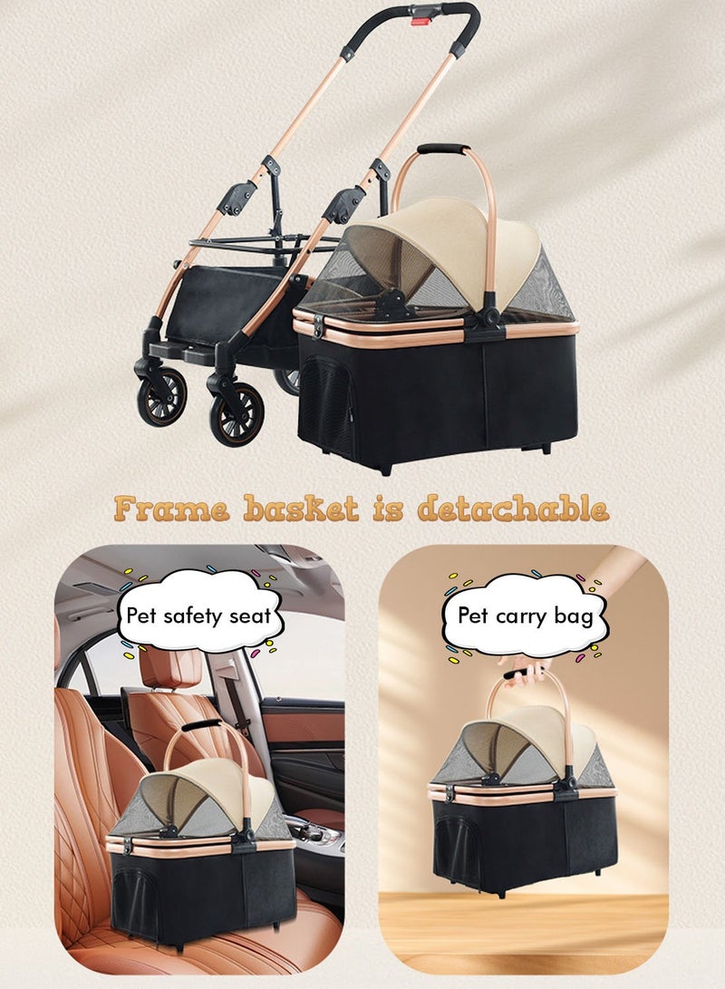 كيدل عربة أطفال قابلة للطي للحيوانات الأليفة مع نافذة شبكية وعربة أطفال للقطط مع حقائب حمل قابلة للإزالة وعربة أطفال للكلاب للركض والسفر والتخييم - Image 5