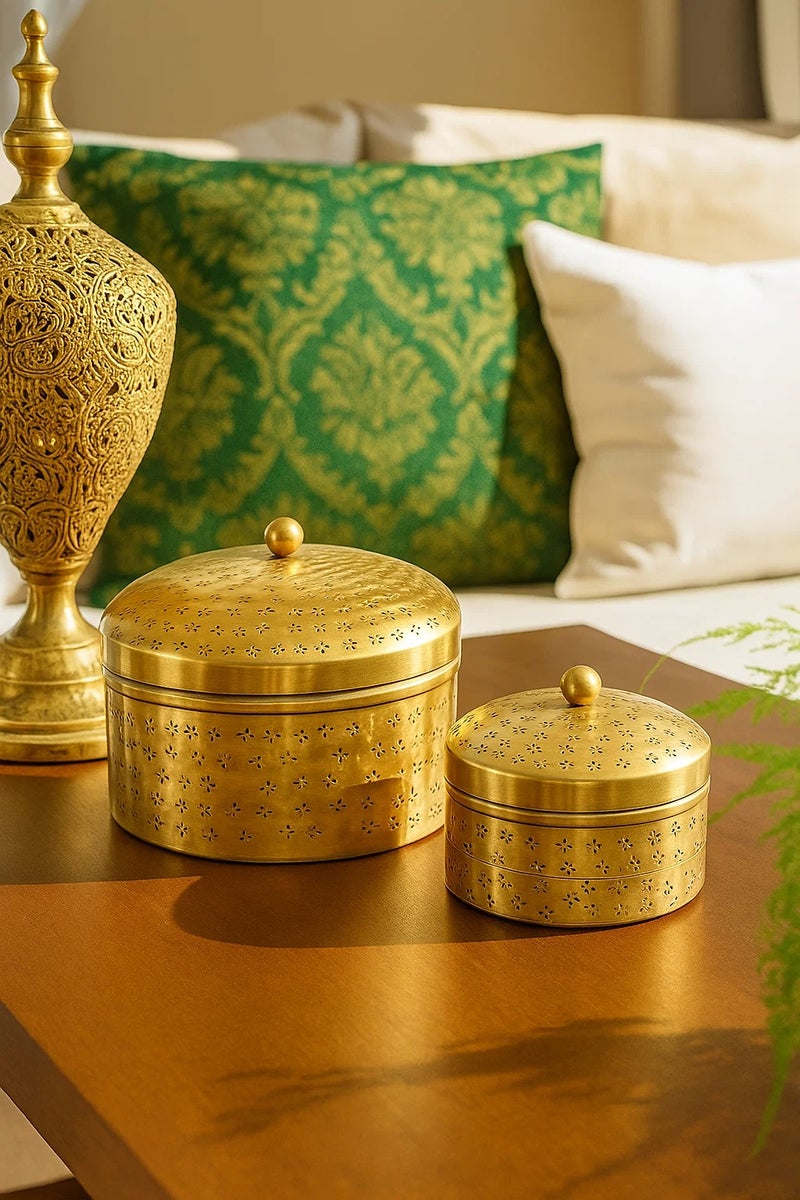 لوفت صندوق، مجموعة من قطعتين، ذهبي، معدني-182242 يصل لجميع الاغراض - Image 1