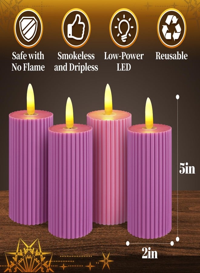 Bigmeta Advent Pillar Candles Set of 4, 3 Purple and 1 Pink Flickering Candles for Christmas Church Wreath Rituals - Image 4