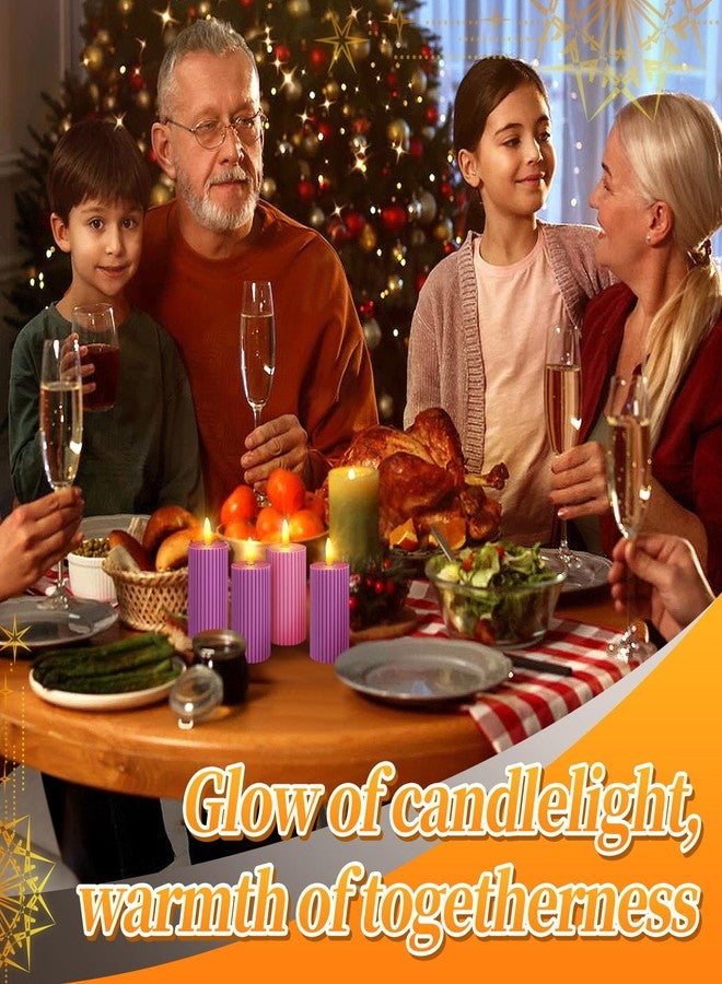 Bigmeta Advent Pillar Candles Set of 4, 3 Purple and 1 Pink Flickering Candles for Christmas Church Wreath Rituals - Image 2