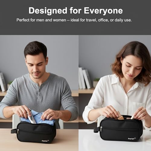 Aepigo Aepig Polyester Multipurpose Toiletry Bag for Men Hanging Dopp Kit Water Resistant Shaving Bag Small Toiletry Bag for Traveling, Black - Image 5