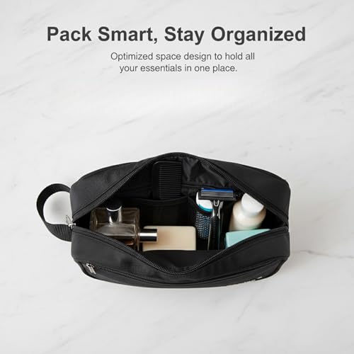 Aepigo Aepig Polyester Multipurpose Toiletry Bag for Men Hanging Dopp Kit Water Resistant Shaving Bag Small Toiletry Bag for Traveling, Black - Image 3