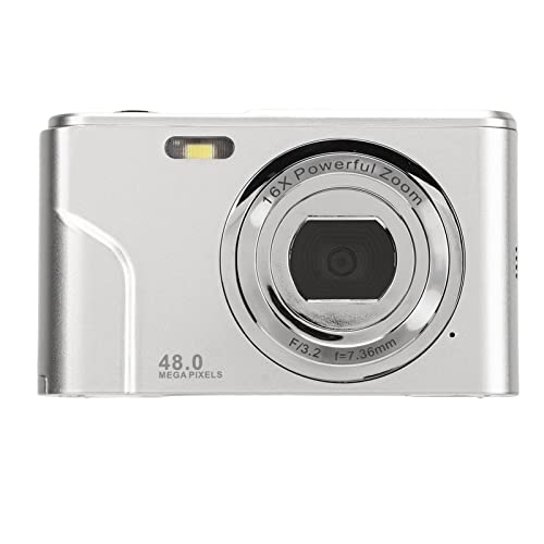 Goshyda 48MP Digital Camera 16X Zoom, 1080P, 2.4 Inch Display, Compact Camera for Travel, Graduation, Wedding Ceremonies (Silver) - Image 1