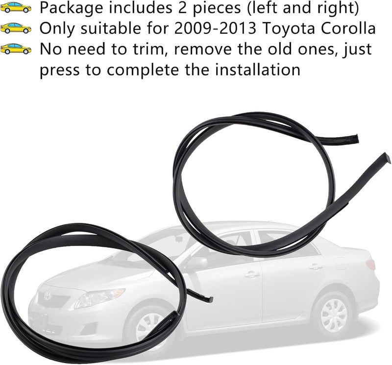 TERUIPE 2 pcs Black Roof Trim Molding Kit for Toyota Corolla 2009-2013 - Image 2