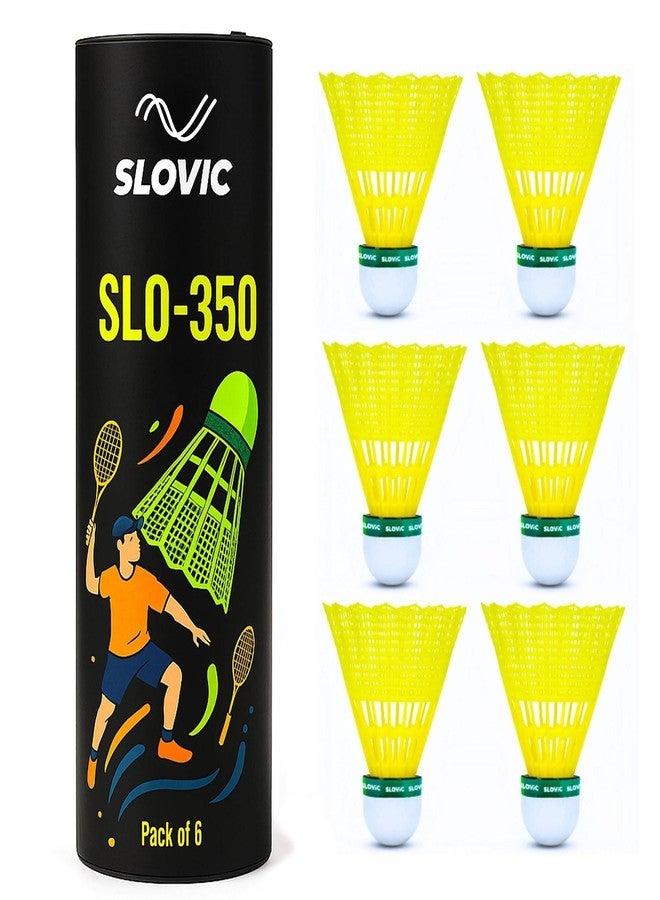Slovic Shuttlecock Set [Pack of 6] | Badminton Shuttle Cock with Aerodynamic Wing Rib Design | Durable Nylon Feather Cock | Stable Flight & Fast Recovery | Ideal for Indoor & Outdoor Games - Image 1
