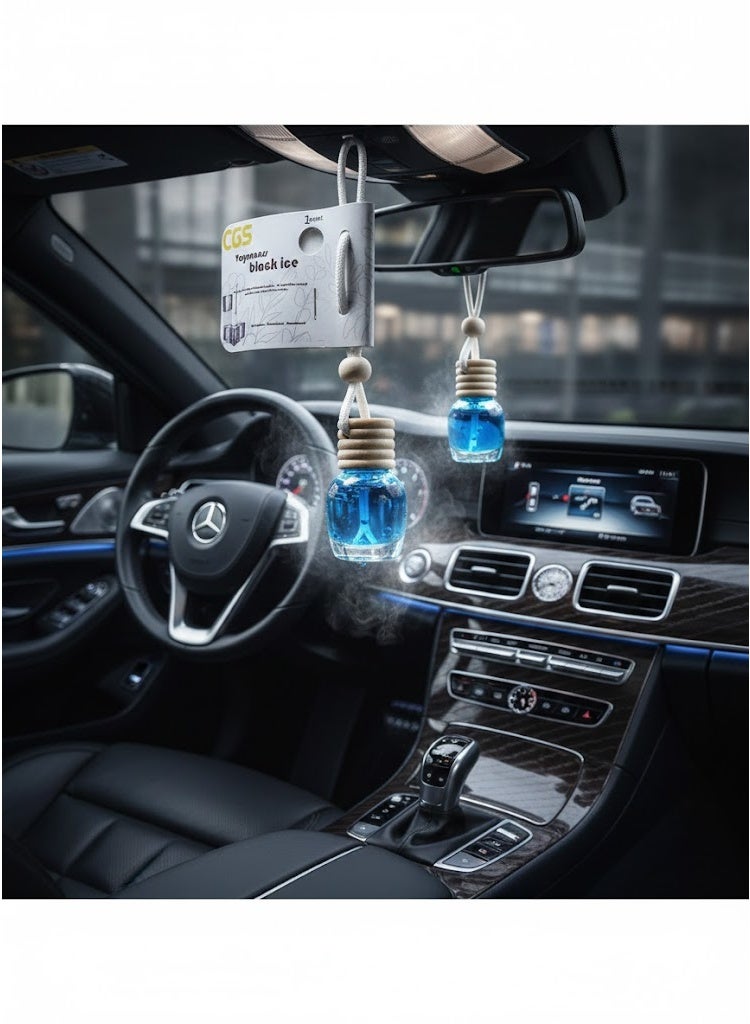 CGS Car Air Freshener – Black Ice Scent with Hanging Wooden Bottle - Image 4