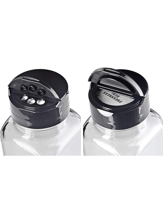 Kshavi Kshavi Black Lid Spice Jars Glass Seasoning Bottles Spices Containers Empty Spice Jars Square Spice Bottles with Airtight Plastic Caps with Shaker Lids 6  - Image 2