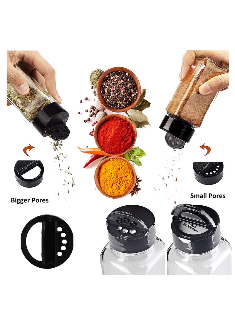 Kshavi Kshavi Black Lid Spice Jars Glass Seasoning Bottles Spices Containers Empty Spice Jars Square Spice Bottles with Airtight Plastic Caps with Shaker Lids 6  - Image 4