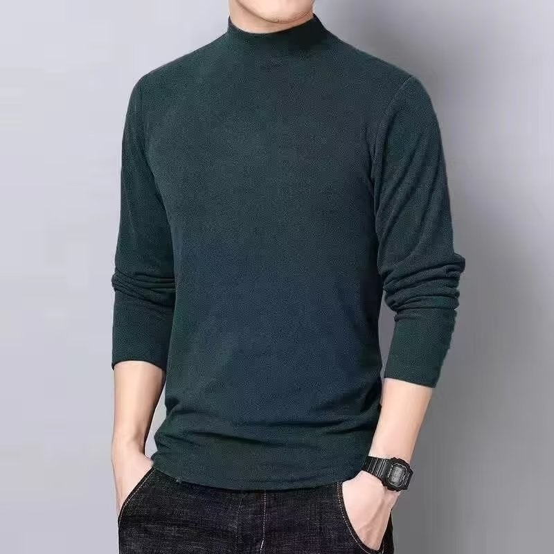 Long Sleeve Turtleneck T-Shirt Mens Casual Winter Warm Tee Brown  - Image 3