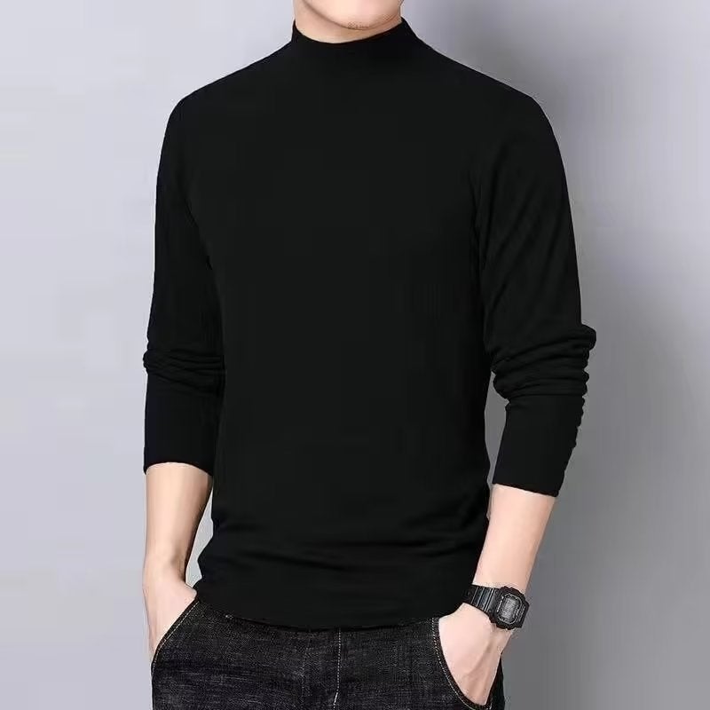 Long Sleeve Turtleneck T-Shirt Mens Casual Winter Warm Tee Brown  - Image 2