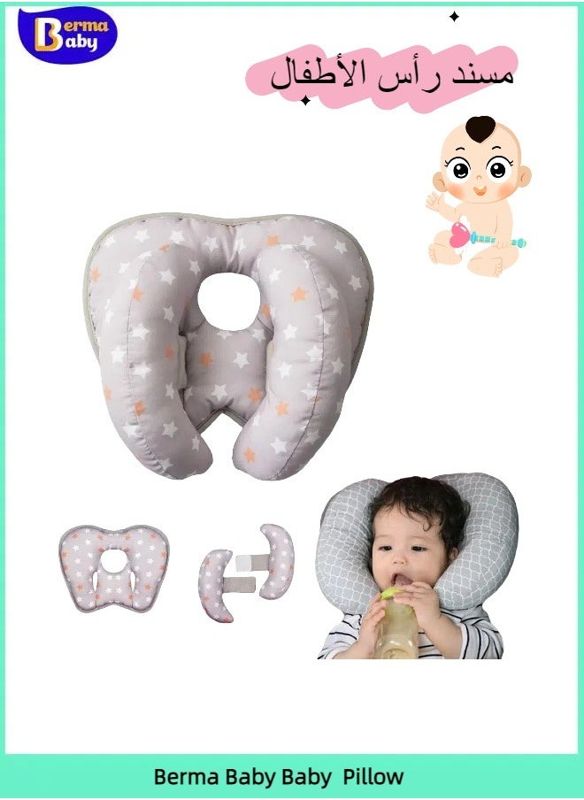 Berma Baby 2 in 1 Baby Head Neck Support Pillow, Banana Shaped Baby Pillow for Head, Adjustable Baby Travel Cushion Head Pillow for Kids Toddler Stroller or Car (Star)  - Image 1