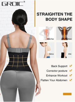 GROIC Waist Trainer for Women Triple Belt Body Shaper Waist Trainer Corset with 3 Velcro and 3 Rows Closure, Sauna Workout Trimmer Belts Underbust Corset Tummy Control Hourglass Slimming Belly Body Shaper  - Image 5