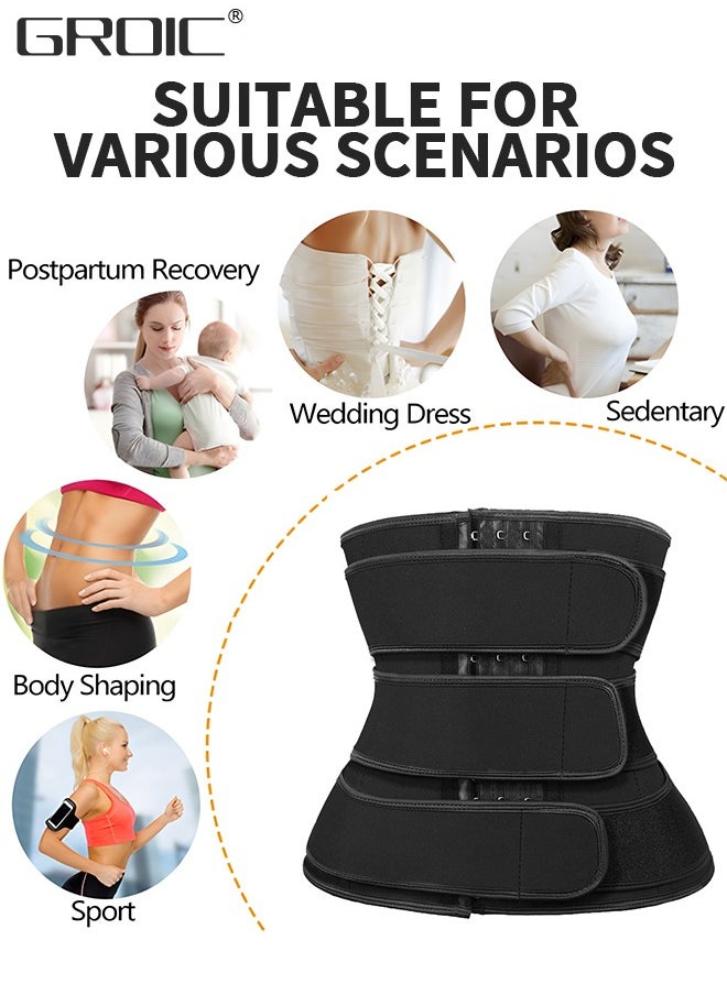 GROIC - Waist Trainer for Women Triple Belt Body Shaper Waist Trainer Corset with 3 Velcro and 3 Rows Closure, Sauna Workout Trimmer Belts Underbust Corset Tummy Control Hourglass Slimming Belly Body Shaper - Image 1