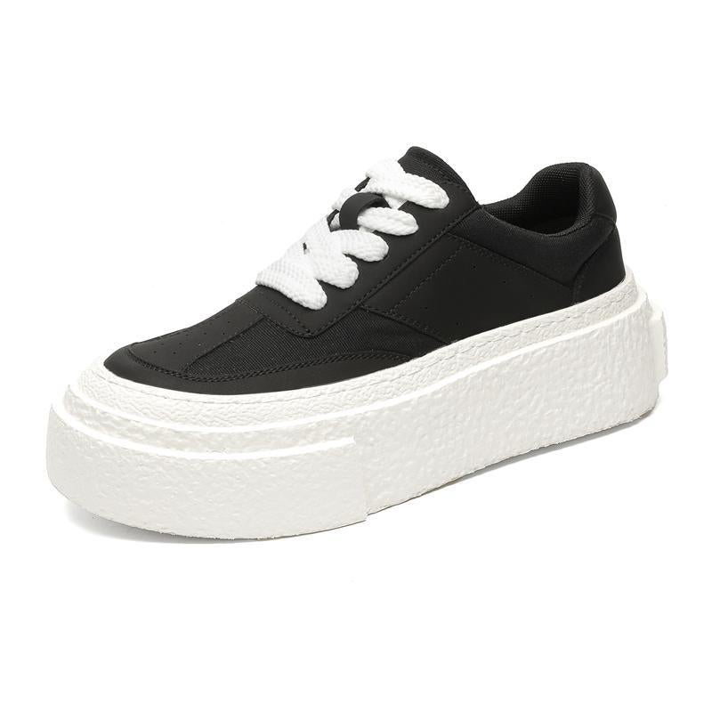 Spring and Autumn 2025 New Thick Sole Board Shoes Trendy Casual Height Increasing Bread Shoes Breathable Platform Sole White Shoes 2008 - Image 1