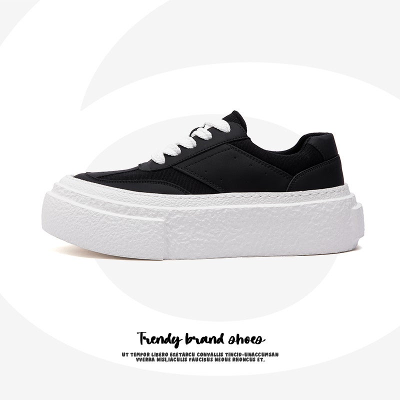Spring and Autumn 2025 New Thick Sole Board Shoes Trendy Casual Height Increasing Bread Shoes Breathable Platform Sole White Shoes 2008 - Image 3