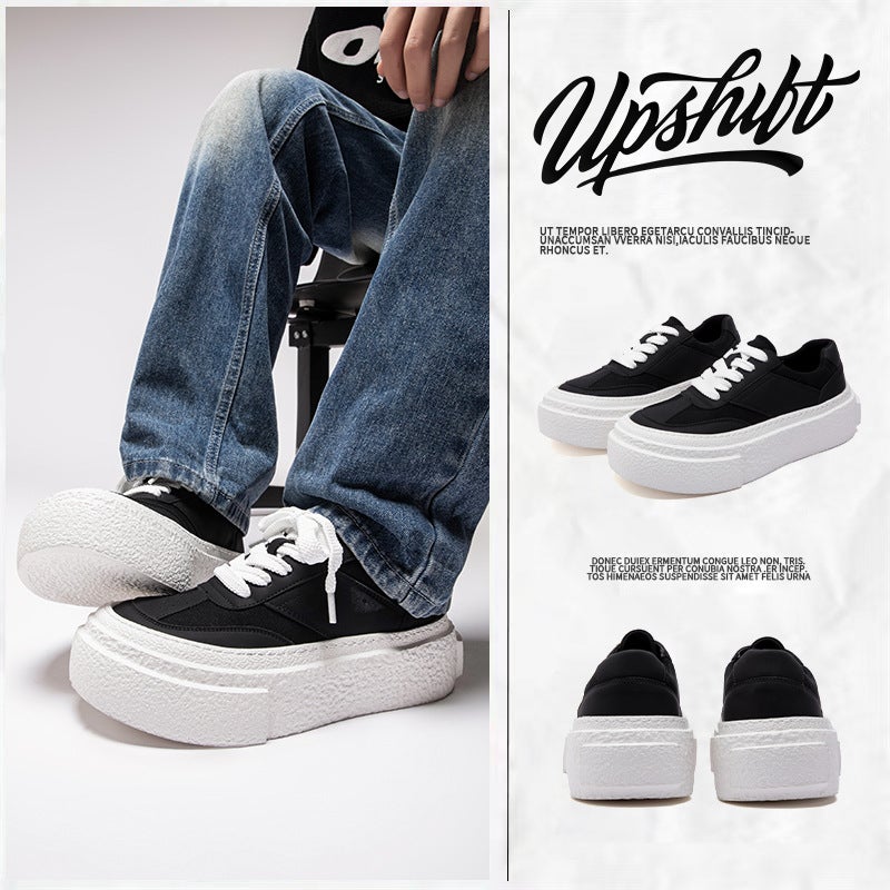 Spring and Autumn 2025 New Thick Sole Board Shoes Trendy Casual Height Increasing Bread Shoes Breathable Platform Sole White Shoes 2008 - Image 5