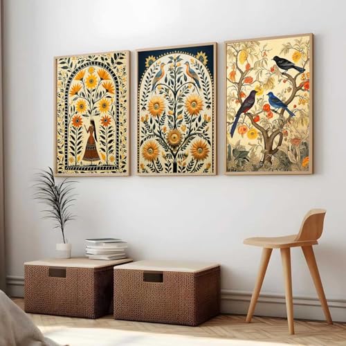 kotart Indian Traditional Art Wall Painting Home | Madhubani Paintings Decoration With Frame For Living Room Bed Room Hotel Wall Decor Digital Reprint Set of 3 (13X17 inch) - Image 4