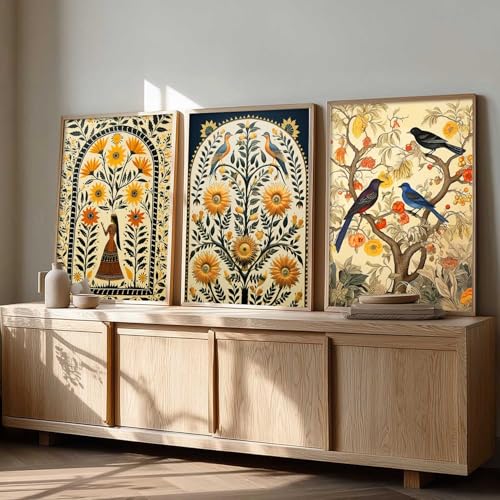 kotart Indian Traditional Art Wall Painting Home | Madhubani Paintings Decoration With Frame For Living Room Bed Room Hotel Wall Decor Digital Reprint Set of 3 (13X17 inch) - Image 5