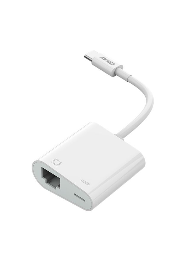 ENKAY Hat-Prince 2 in 1 Type-C Male to Female Type-C + RJ45 Ethernet LAN Network Adapter - Image 1