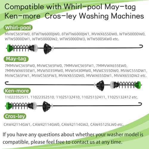 PANDEELS UPGRADE W11130362 Washer Suspension Rod Kit - Fit for Maytag Kenmore Whirlpool W11130362 WTW5000DW0 WTW5000DW1 WTW5000DW2 WTW5000DW3 MVWX655DW1 Suspension Rod - Image 2