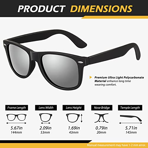 LINVO Polarized Sunglasses for Men Driving Sun glasses Shades 80's Retro Style Design Square - Image 5